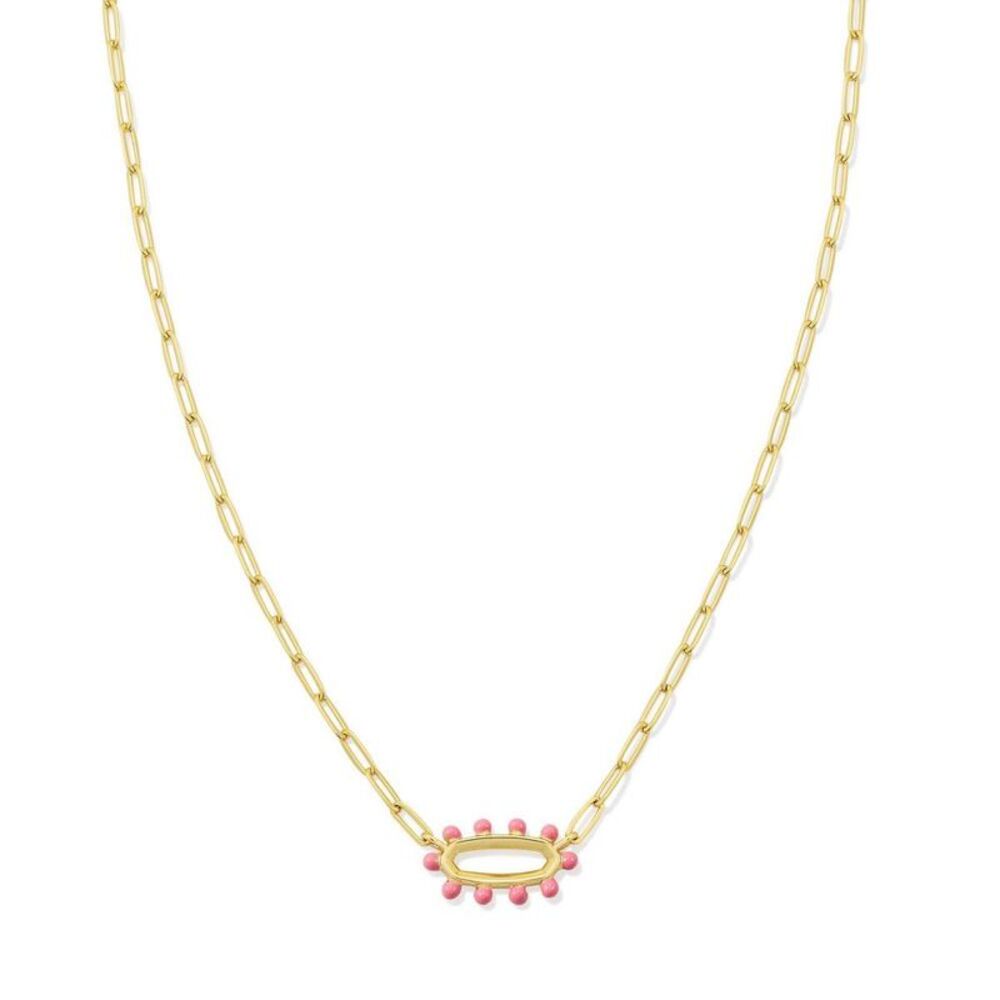 Kendra Scott Emma Open Framed Pendant Necklace - Gold/Dark Pink Enamel One Size
